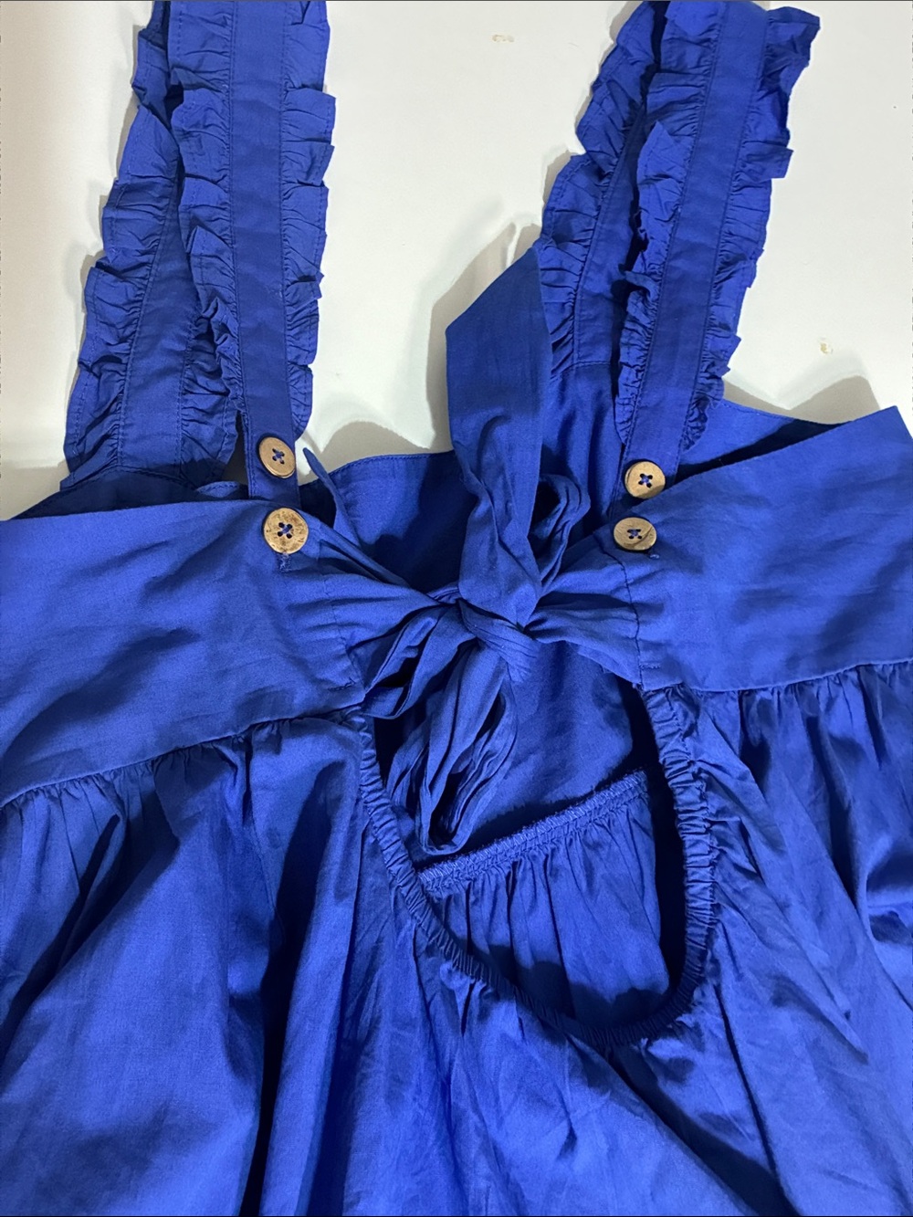 Free People Cobalt Blue Ruffle Strap Maxi Dress with Back Tie - Picture 7 of 9